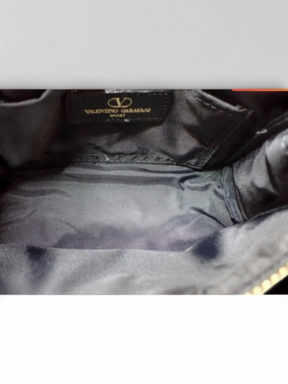 Valentino Garavani Black Nylon Interior Pouch with Gold Logo